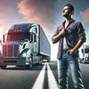 A determined trucker standing beside his semi-truck, ready to embrace the slow but steady industry recovery.