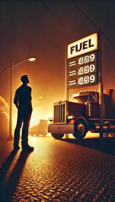 A trucker looking at fuel prices – 