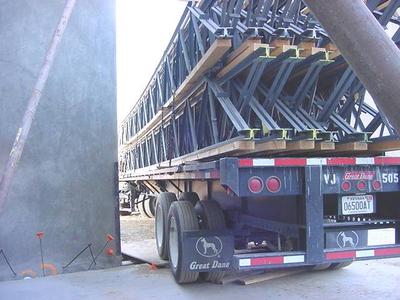 delivering a load of trusses